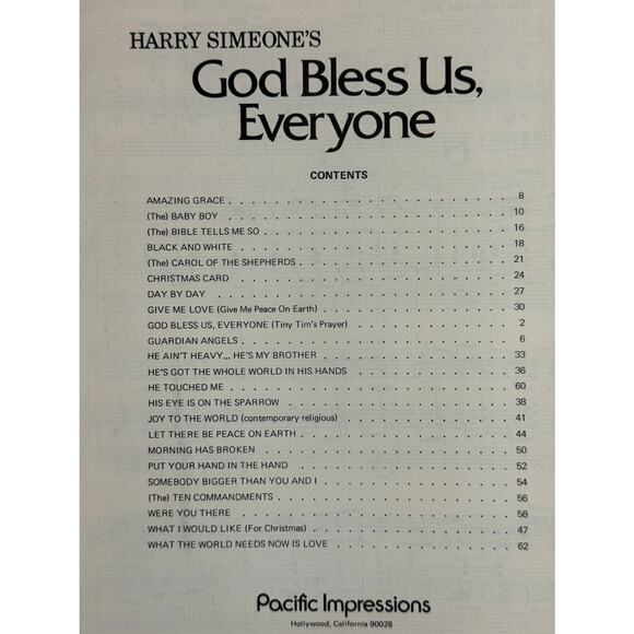 VTG Harry Simeone's "God Bless Us, Everyone" Guitar-Piano-Voice Music Book - Picture 2 of 2